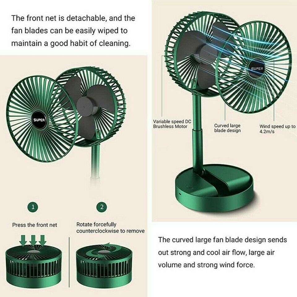 Rechargeable Portable Telescopic Folding Fan